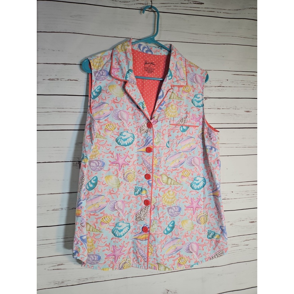 Nick & Nora Coral Sea Shells Pajama Top Size Xxl